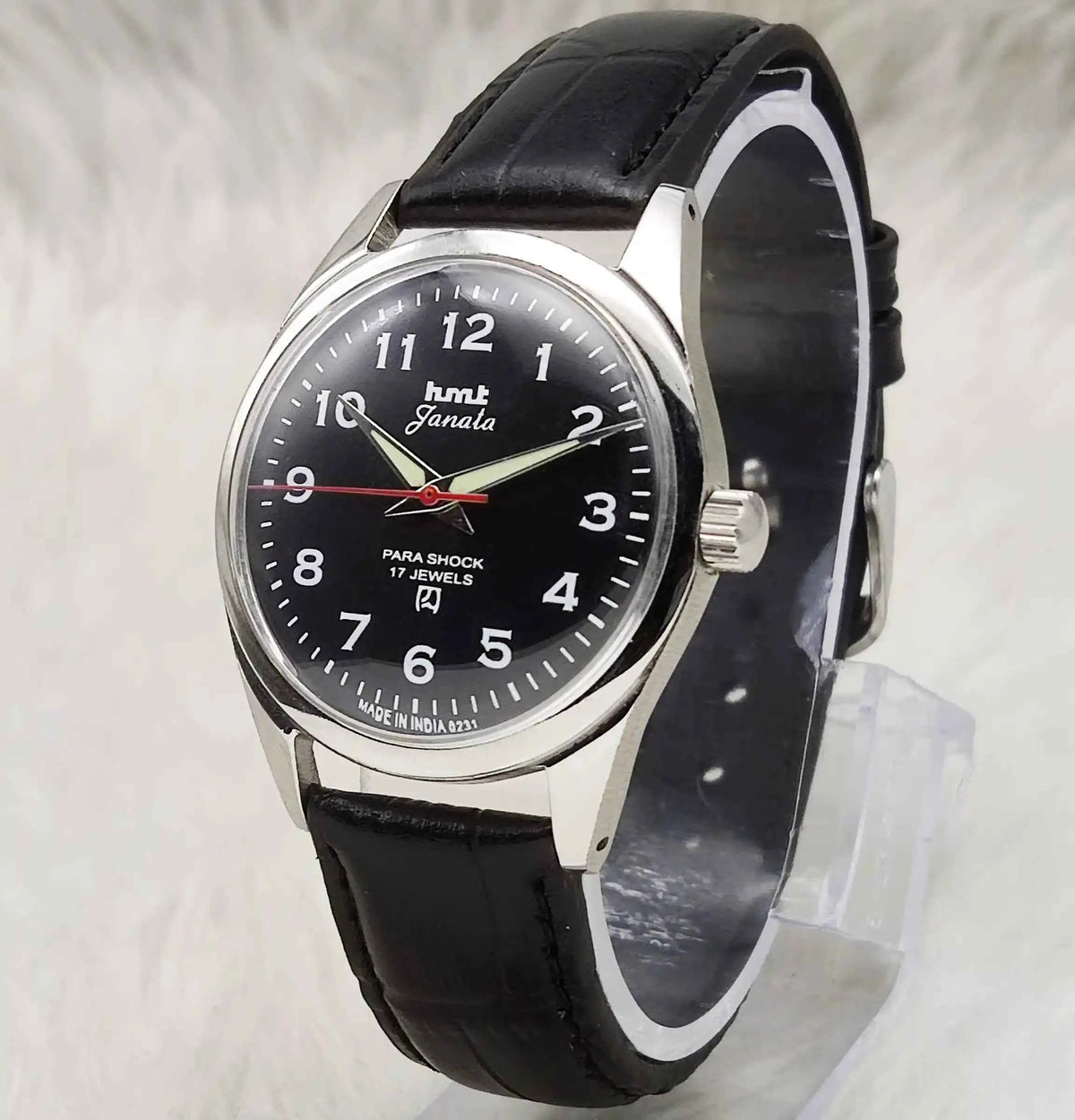 HMT Janata Handwinding Watch with Black Dial and English Numerals Indices