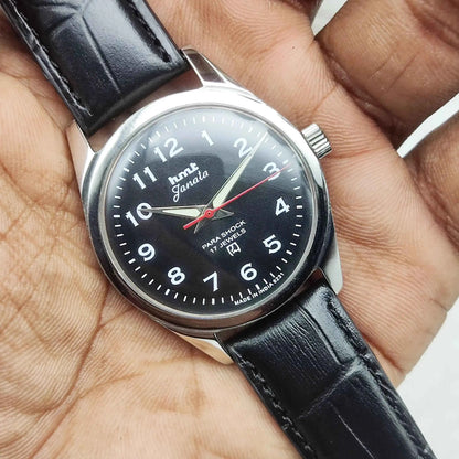 HMT Janata Handwinding Watch with Black Dial and English Numerals Indices