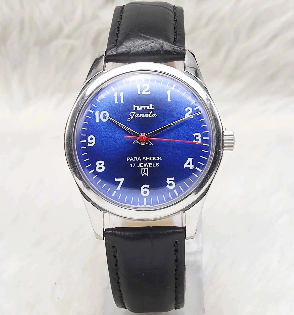 HMT Janata English Numerals Indices Blue Dial Watch 17 Jewels Handwinding
