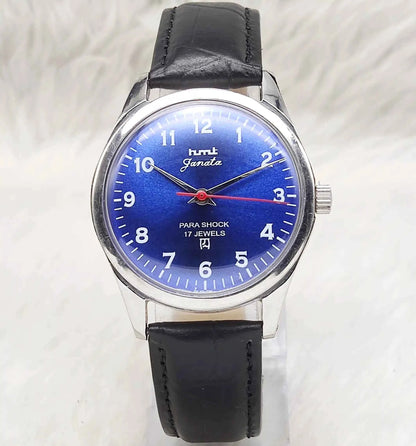 HMT Janata English Numerals Indices Blue Dial Watch 17 Jewels Handwinding