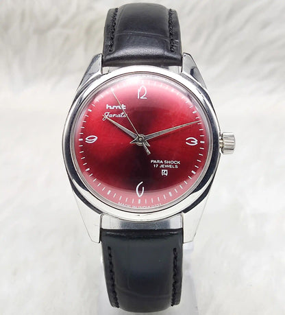 HMT Janata English Numerals Red Apple Dial Watch - 17 Jewels Handwinding