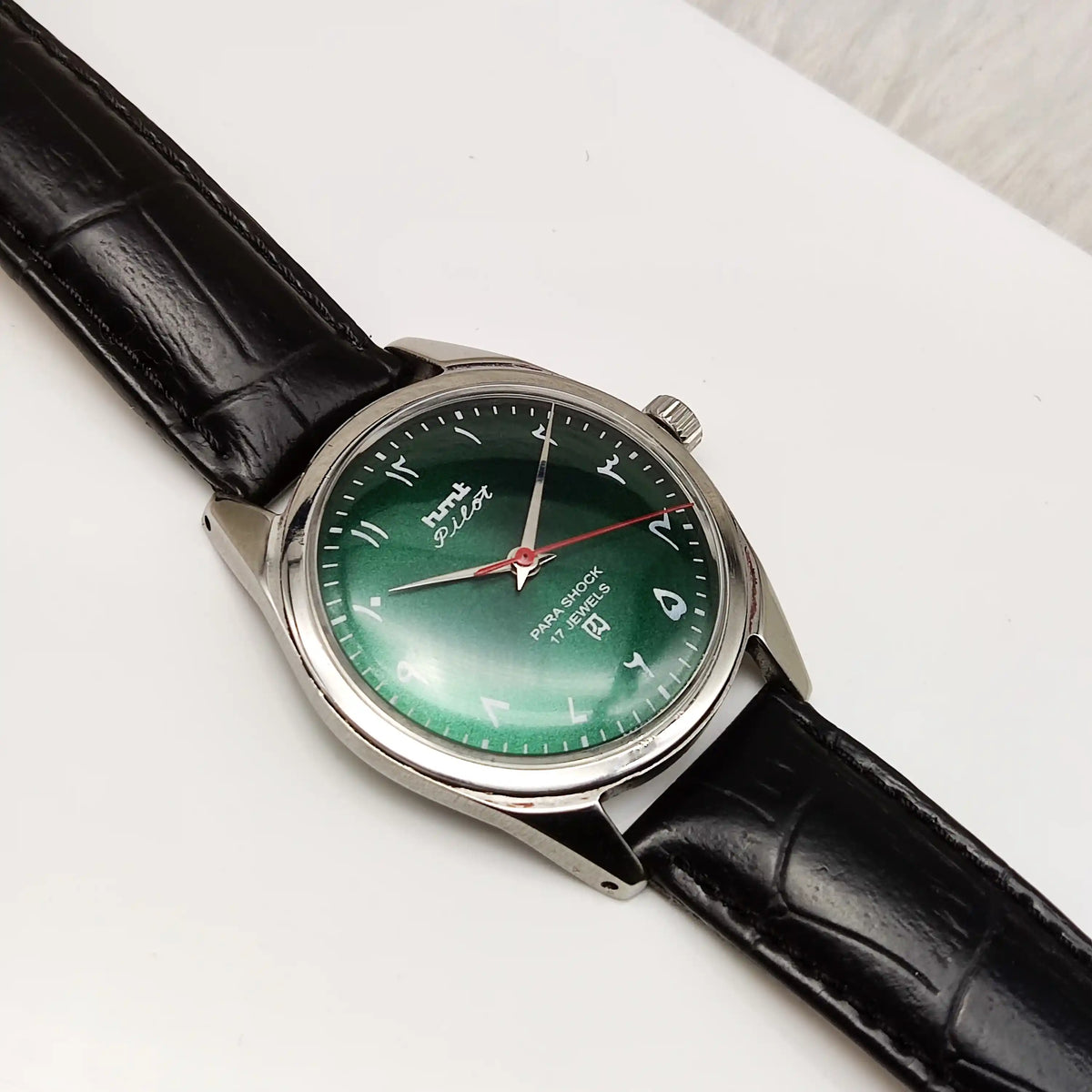 HMT Pilot Handwinding Watch: A Timeless Classic with Green Arabic Numerals