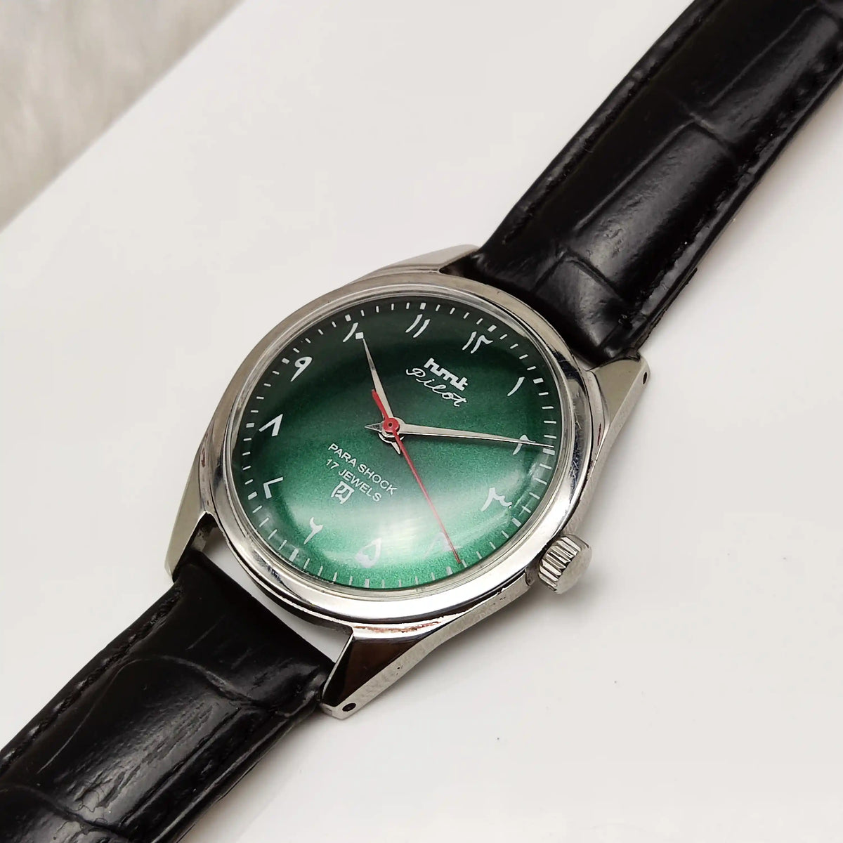 HMT Pilot Handwinding Watch: A Timeless Classic with Green Arabic Numerals