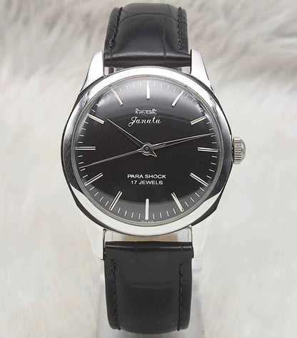HMT Janata Handwinding Black Dial Watch Transparent Back