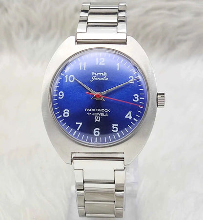 HMT Janata Blue Dial Watch with 17 Jewels and English Numerals