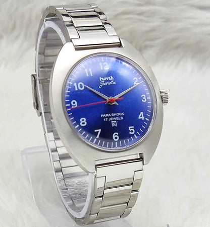 HMT Janata Blue Dial Watch with 17 Jewels and English Numerals