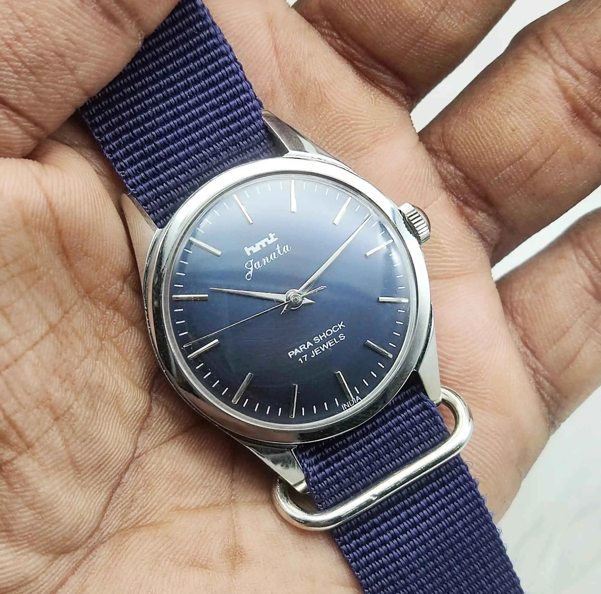 HMT Janata Handwinding Bluish Dial 17 Jewels Watch 0231