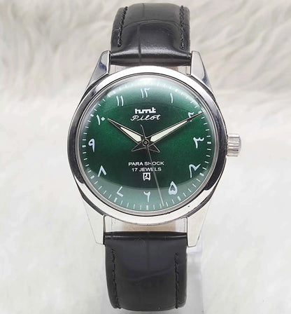 HMT Pilot Handwinding Green Arabic Numerals Dial 17 Jewels Watch