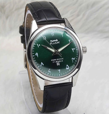 HMT Pilot Handwinding Green Arabic Numerals Dial 17 Jewels Watch