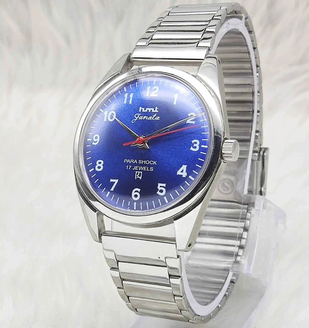 HMT Janata Men's Watch with Blue Dial, English Numerals, 17 Jewels
