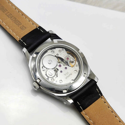 HMT Janata Handwinding Watch with Sky Blue Dial, 17 Jewels, and Transparent Back