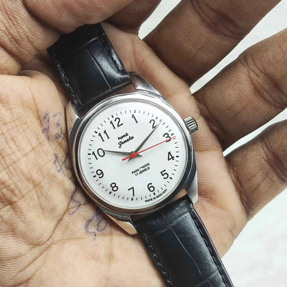 HMT Janata Handwinding Watch - White Dial, 17 Jewels, Para Shock Features