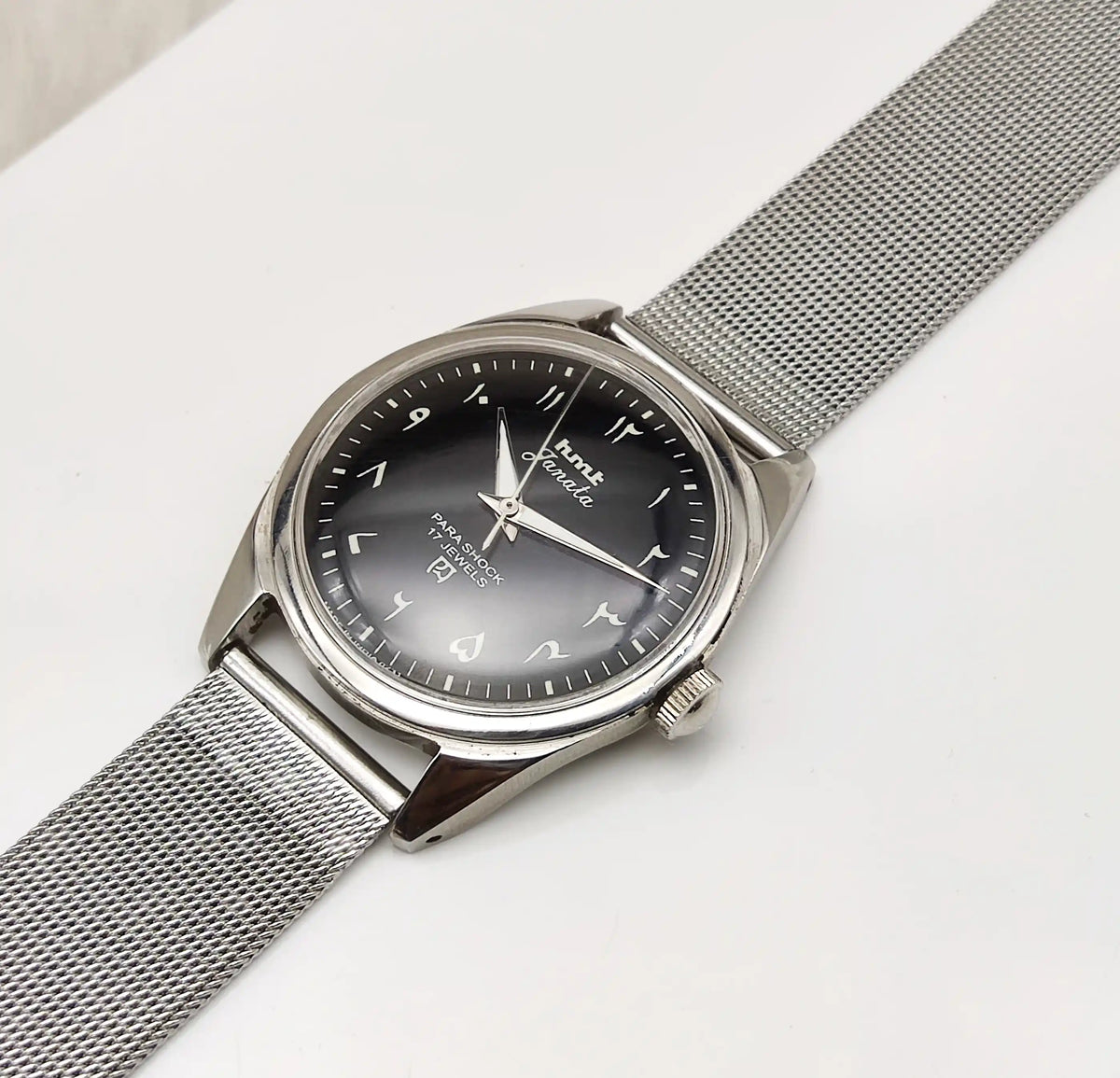 HMT Janata Handwinding Watch with 17 Jewels and Black Dial Arabic Numerals
