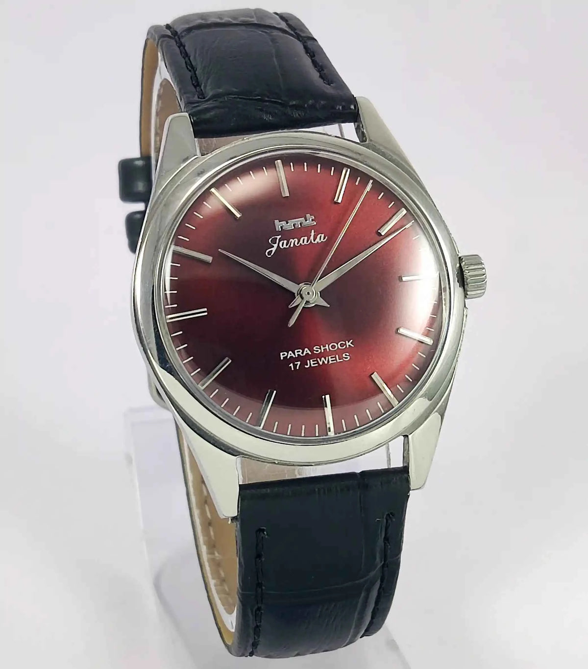 HMT Janata Men's Watch - Maroon Dial, Stick Indices, 17 Jewels