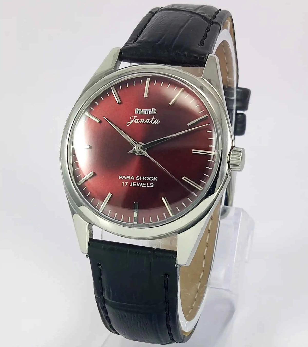 HMT Janata Men's Watch - Maroon Dial, Stick Indices, 17 Jewels