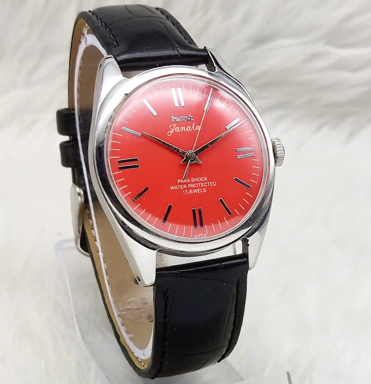 HMT Janata Stick Watch - Timeless Handwound Precision with Reddish Dial