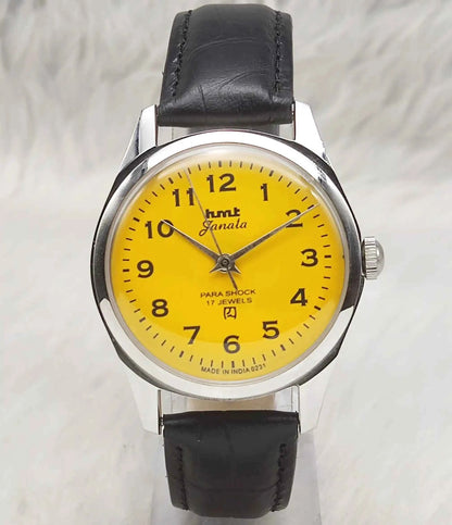 HMT Janata Sun Yellow English Numerals 17 Jewels Handwinding Watch