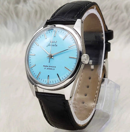 HMT Janata Tiffany Dial 17 Jewels Handwinding Stick Indices Watch