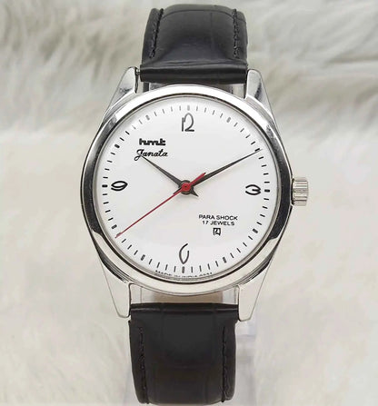 HMT Janata White Dial 17 Jewels Handwinding Watch English Font