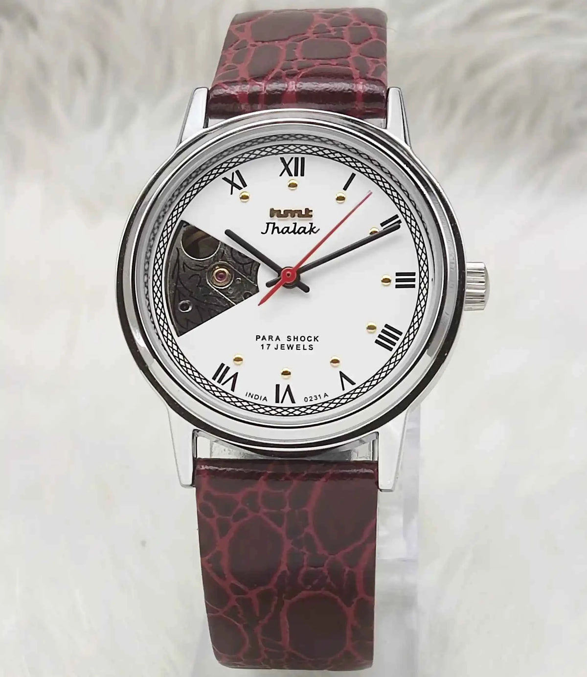 HMT Jhalak Skeleton Watch with White Dial and 17 Jewels