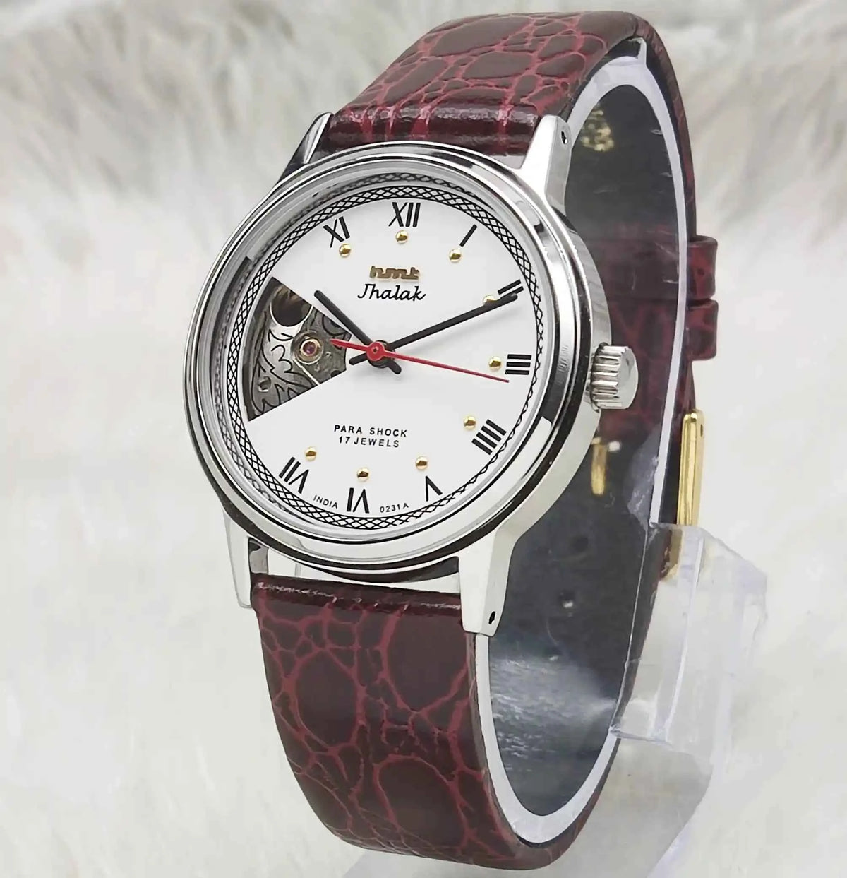 HMT Jhalak Skeleton Watch with White Dial and 17 Jewels