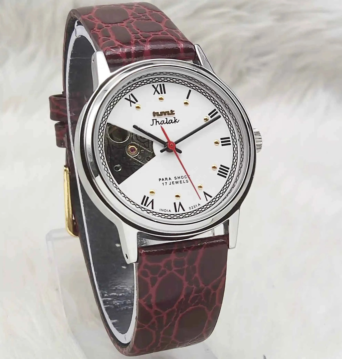 HMT Jhalak Skeleton Watch with White Dial and 17 Jewels