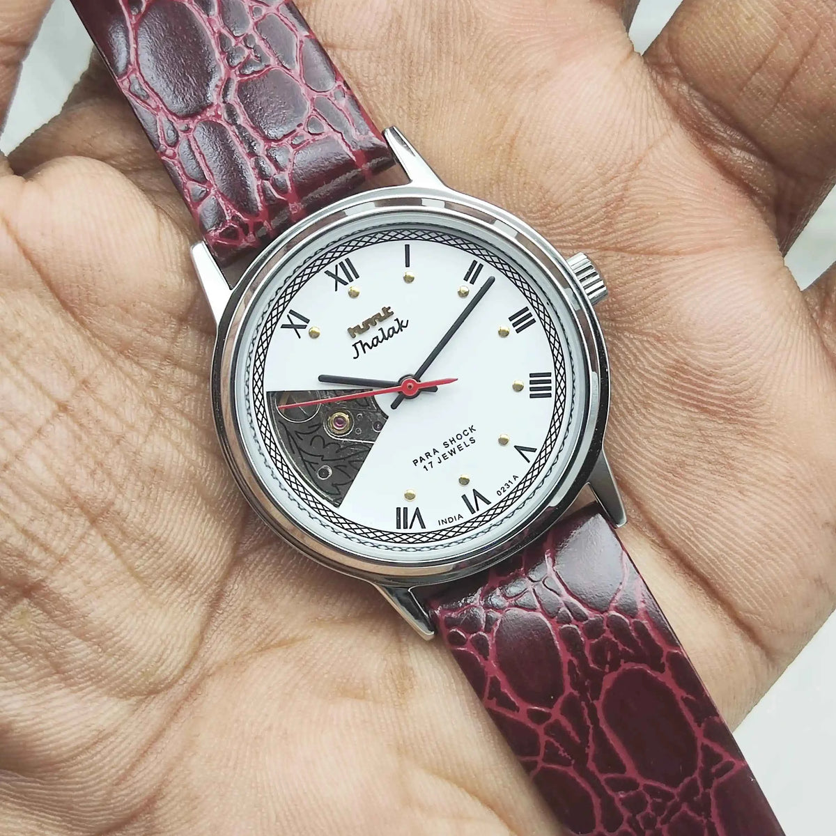 HMT Jhalak Skeleton Watch with White Dial and 17 Jewels