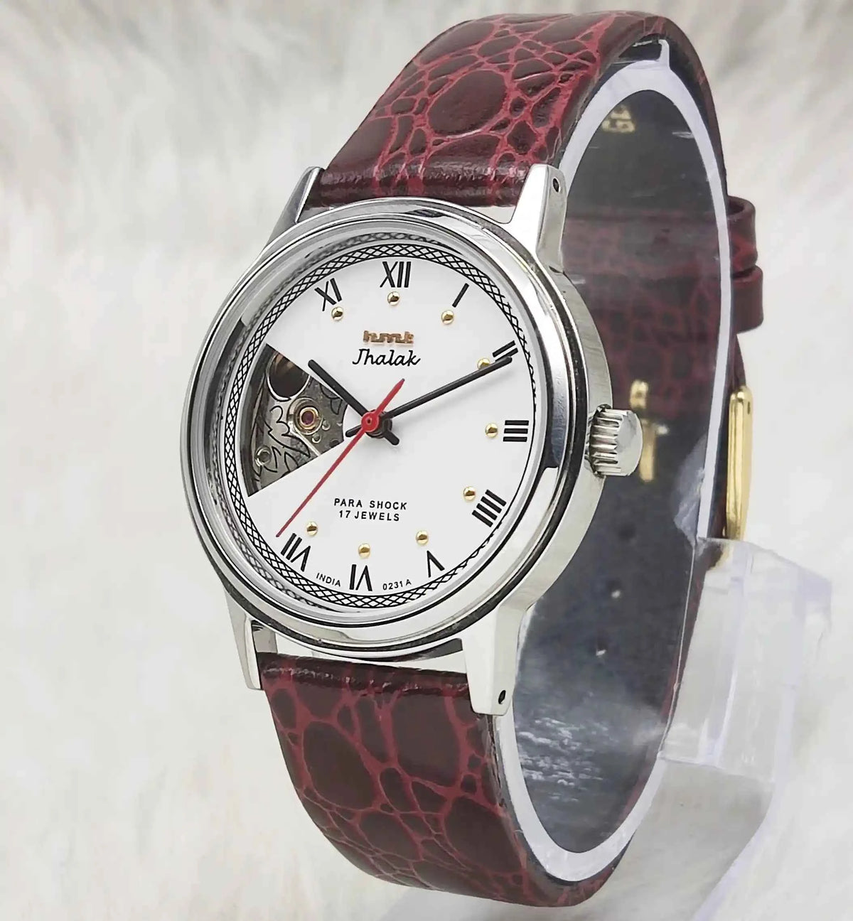 HMT Jhalak Skeleton Watch - Mechanical Handwinding Watch with White Dial