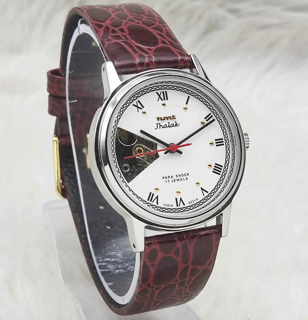 HMT Jhalak Skeleton Watch - Mechanical Handwinding Watch with White Dial