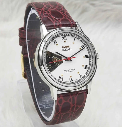 HMT Jhalak Skeleton Watch - Mechanical Handwinding Watch with White Dial