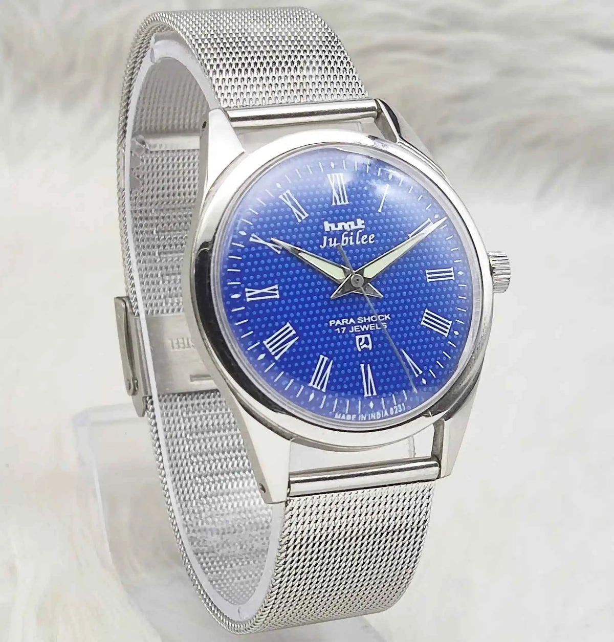 HMT Jubilee Blue Dial Watch with 17 Jewels Handwinding Mechanism
