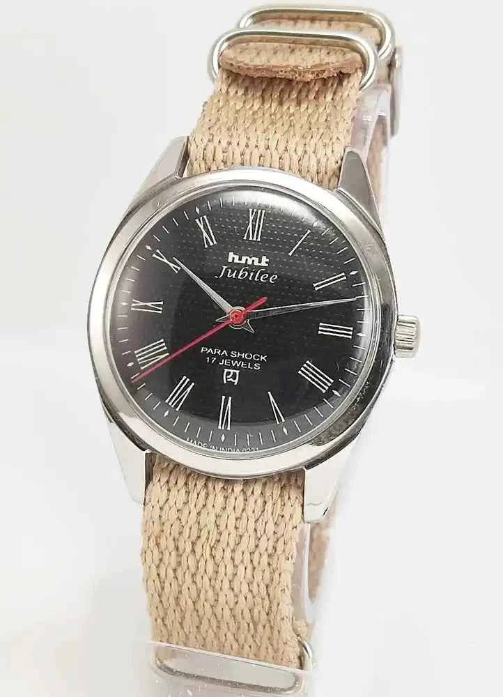 HMT Jubilee Black Dial Watch - Mechanical Watch 17 jewels