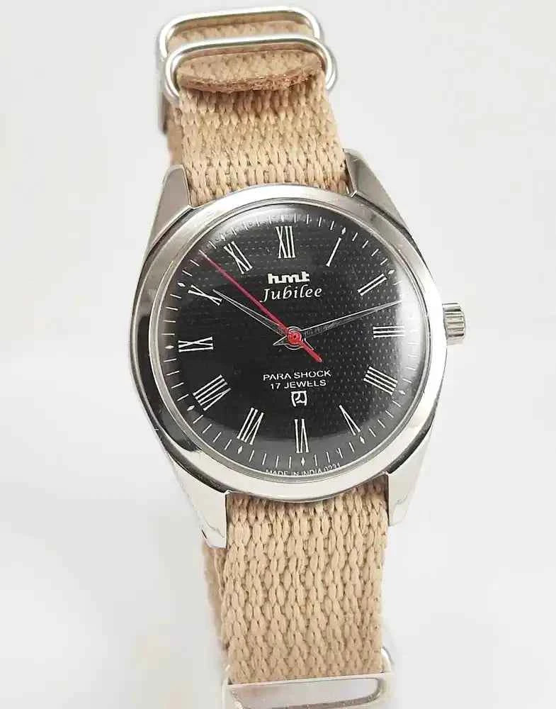 HMT Jubilee Black Dial Watch - Mechanical Watch 17 jewels