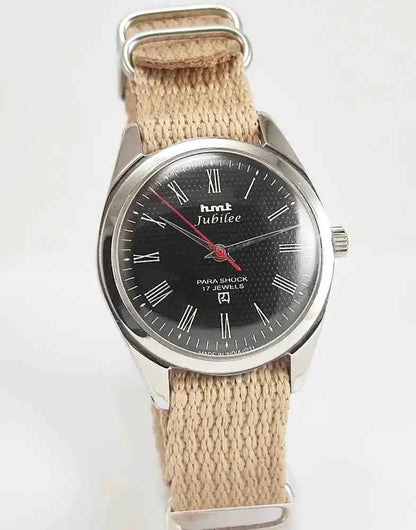 HMT Jubilee Black Dial Watch - Mechanical Watch 17 jewels