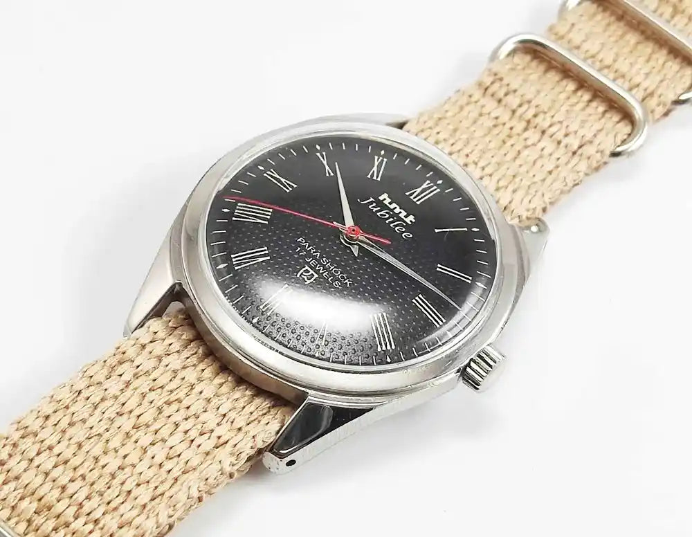 HMT Jubilee Black Dial Watch - Experience the Charm of Vintage Mechanical Precision