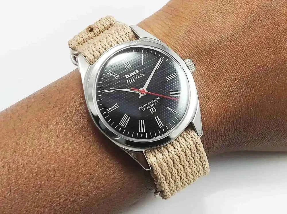 HMT Jubilee Black Dial Watch - Mechanical Watch 17 jewels