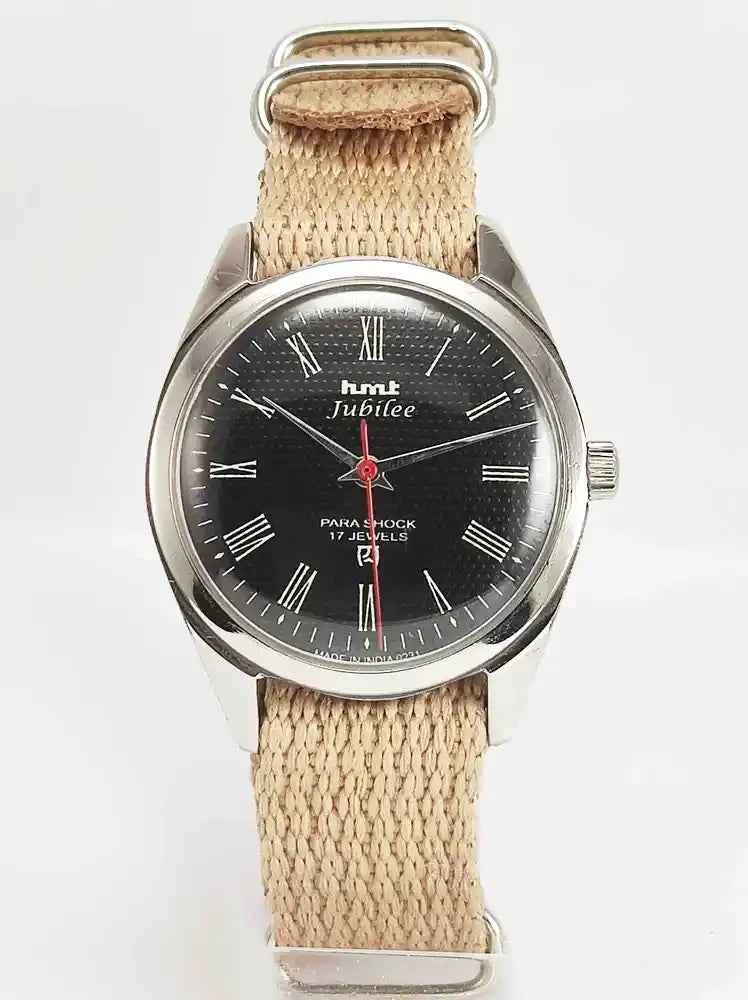 HMT Jubilee Black Dial Watch - Mechanical Watch 17 jewels