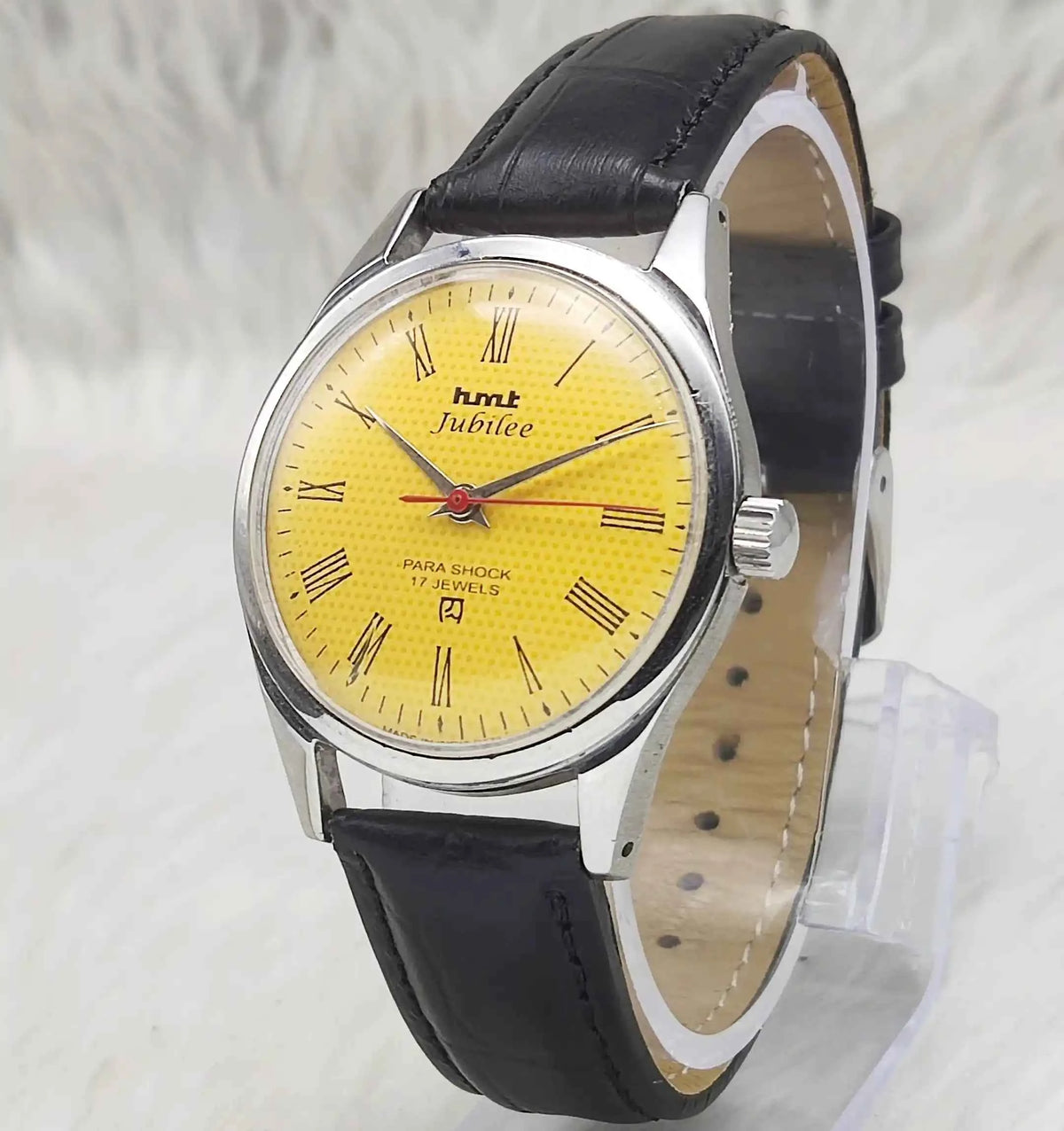 HMT Jubilee Sun Yellow Dial Roman Indices 17 Jewels Handwinding Watch - Timeless Elegance