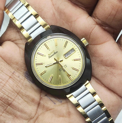 HMT Kanchan Para Shock Watch - 21 Jewels Automatic Golden Dial