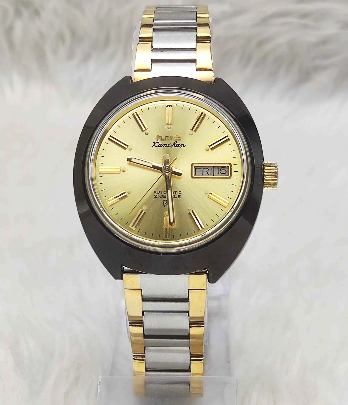 HMT Kanchan Para Shock Watch - 21 Jewels Automatic Golden Dial