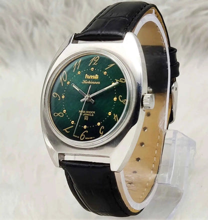 HMT Kohinoor Handwinding Watch - 17 Jewels Apple Green Dial with English Numerals