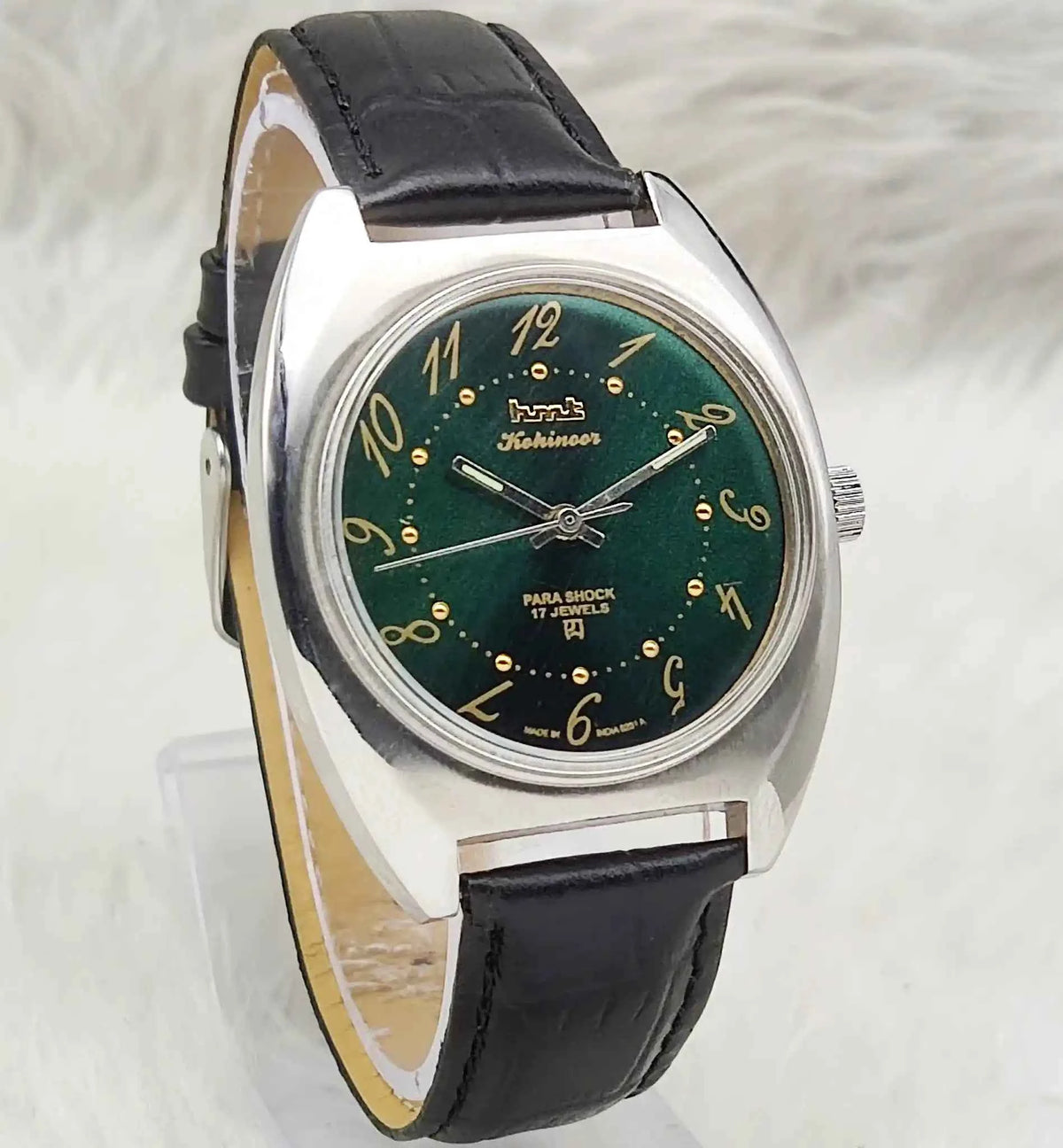 HMT Kohinoor Handwinding Watch - 17 Jewels Apple Green Dial with English Numerals