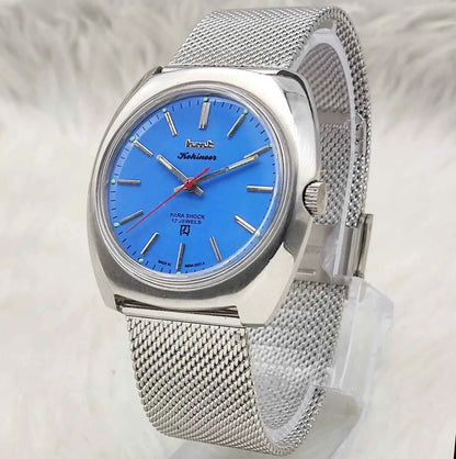 HMT Kohinoor Handwinding Watch - 17 Jewels Asian Blue Dial with Stick Indices