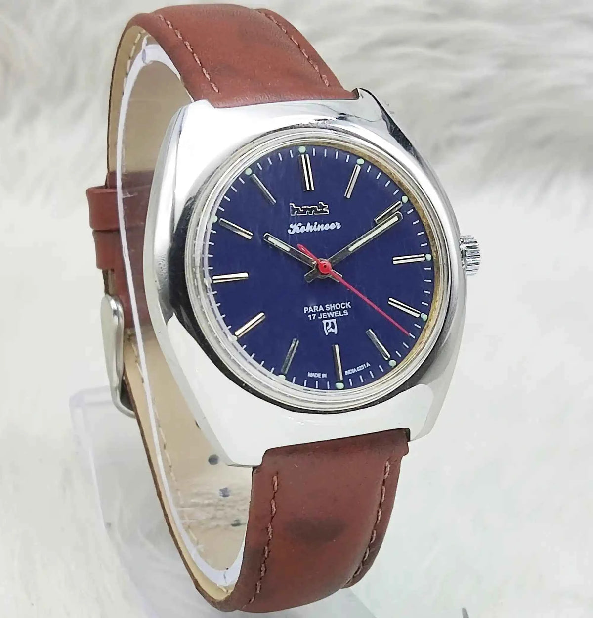 HMT Kohinoor Handwinding Watch - 17 Jewels Blue Dial