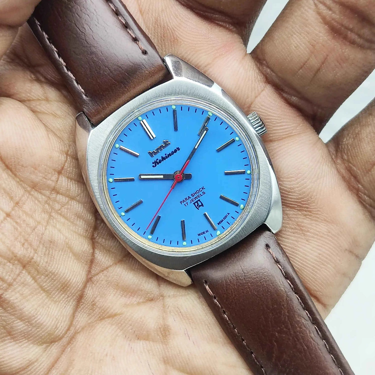 HMT Kohinoor Blue Dial Watch - 17 Jewels Handwinding Timeless Asian Timepiece