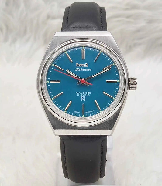 HMT Kohinoor Handwinding Watch - 17 Jewels Peacock Green Dial with Stick Indices