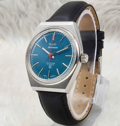 HMT Kohinoor Handwinding Watch - 17 Jewels Peacock Green Dial with Stick Indices