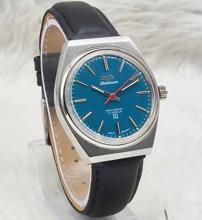 HMT Kohinoor Handwinding Watch - 17 Jewels Peacock Green Dial with Stick Indices