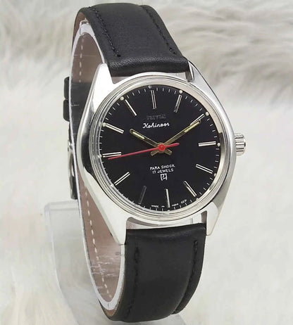 HMT Kohinoor Black Dial Watch with 17 Jewels Handwinding Mechanism