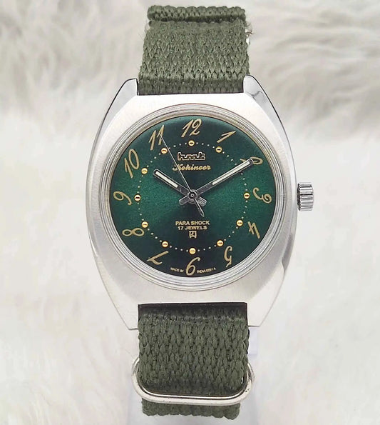 HMT Kohinoor Handwinding Watch - 17 Jewels Greenish Dial